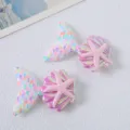 Mermaid tail sequin hair clip detail view, featuring seashell and starfish design for kids. - Mermaid Tail DIY Accessory / Without Clip / White