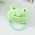 Lindo coletero de felpa con rana verde para niñas, accesorio de pelo elástico de animales. - Rana verde