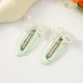 Pinzas de pelo con lazo de perlas para niños bonitas horquillas de tela verde accesorios - Lazo / 1 Par / Verde