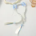 Kids blue butterfly blonde braided hair hoop cute princess hair accessory detail view - Blue Headband Braid / Blue