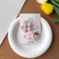 Süße Blumen und Erdbeer Stoff Haarspangen für Kinder, rosa Seiten Clips für Mädchen. - 2# Rosa