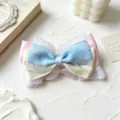 Detailed close-up view of the sweet layered mesh bow hair clip, featuring a lovely pastel design. - 1# Blue Bow Hair Clips