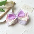 Detailed shot of large pink and purple mesh bow hair accessory, sweet French vintage style design. - 3# Purple Bowknot Hair Clip