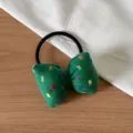 Détail d'élastique à cheveux nœud en tissu vert, texture tissée colorée et bande élastique. - 4# Élastique Nœud Vert
