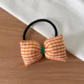 Joli élastique à cheveux nœud vichy orange, accessoire de coiffure en tissu style tendance. - Chouchou Nœud Carreaux Orange