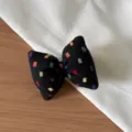 Korean style black bow hair accessory with colorful square pattern, perfect for ponytails and DIY. - 20# Black Bowknot Craft Material