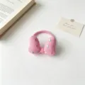 Rosa gepolstertes 3D-Schleifen-Haargummi mit Pünktchen-Stickerei, süßes elastisches Haarband. - Rosa Haargummi