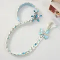 Parrucca cerchietto bambina fiocco di neve principessa treccia lunga per festa costume - Treccia Cerchietto Blu