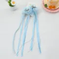 Pinza de pelo con lazo azul para niña con cadenas de perlas largas y detalles. - 2 Piezas/Paquete / Azul