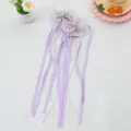 Pinzas para el pelo con lazo violeta para niñas con cintas largas y cadenas de perlas. - 2 Piezas/Paquete / Púrpura