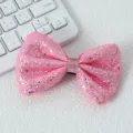 Barrette a cheveux noeud paillete rose pour filles, accessoire scintillant mignon. - Matériau Rose Rouge (Sans Pince)