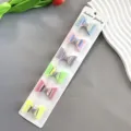 Detailed shot of colorful glitter bow hair clips set, sparkling handmade design for kids and girls. - Hair Clip Style / 6-Piece Set / Multicolor Mixed