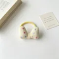 Süßes 3D Schleifen Haargummi für Kinder, niedliches gepunktetes elastisches Haarband für Mädchen. - Gelb Haargummi