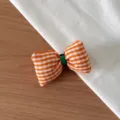 Detail de chouchou noeud carreaux orange blanc, accessoire de cheveux en tissu mignon. - Barrette Nœud Carreaux Orange