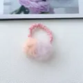 Lindo detalle de coletero con pompón de pelo bicolor para niños, accesorio de pelo. - Rosa