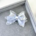 Handmade blue lace bow hair clip with elegant pearls for sweet girls and lolita daily wear. - Blue