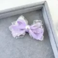 Handmade purple bow hair clip with lace and pearl for sweet girls and daily cute hair styling. - Purple