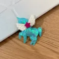 Barrette à cheveux Licorne à Paillettes Bleues avec Ailes et Étoile, Accessoire Enfant DIY - Style de Barrette / Bleu