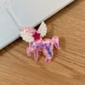 Pince à cheveux licorne à paillettes roses avec ailes et étoile pour accessoires DIY d'enfants - Style de Barrette / Rose