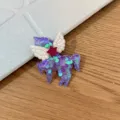 Pince à cheveux licorne à paillettes violettes avec ailes et étoile, accessoire DIY pour enfants. - Violet