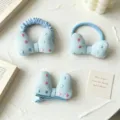 Blaues Schleifen Haarschmuck Set mit Punkten, süße Haarklammern und Haargummis für Mädchen. - Blau 3er Set