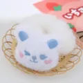 Grazioso elastico per capelli in peluche bianco con ricamo blu, fermacapelli soffice per coda di cavallo. - Scrunchie bianco piccolo