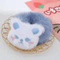 Simpatico elastico per capelli in peluche blu con muso di orso bianco per lo styling quotidiano. - Elastico per Capelli Blu Piccolo