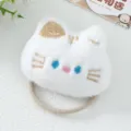 Lindo coletero de pelo de gato de felpa para niñas, cuerda de pelo de animal. - Forma de gato blanco