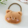 Coletero de oso de peluche marrón lindo para mujer, cuerda de pelo de animal suave para diario. - Oso Marrón
