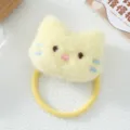 Lindo coletero de pelo de felpa de gato amarillo para niños, accesorio de cabello suave - Goma de Gato / Amarillo