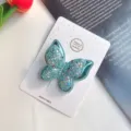 Filles brillant double couche papillon pince à cheveux scintillante mignonne accessoire cheveux - Barrette Bleue