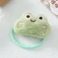 Lindo coletero de felpa verde con diseño de rana para niños y niñas, accesorio de cabello suave. - Goma de Rana / Verde