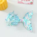 Children cartoon mermaid tail starfish hair clip sparkly sequin shell hair accessory cute - Blue Multicolor Mermaid Tail Material Only (Without Clip)