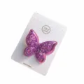 Glitzernde lila doppellagige Schmetterling Haarklammer für Mädchen süße Haarspange Pin - Lila Material (Ohne Klammer)