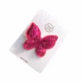 Glitzernde rosa doppelte Schmetterling Haarspange für Mädchen, süßes Haarschmuck Detail. - Rosenrot Material (Ohne Klammer)
