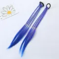 Bunte geflochtene Haarextension mit schwarzen Haargummis, ideal für coole Kinderfrisuren. - Dunkelblau