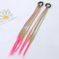 Bunte geflochtene Haarverlängerungen für Kinder Mädchen DIY Zöpfe Pferdeschwanz Zubehör - Zweifarbiges Rosa