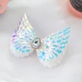 Cute angel wings hair clip with iridescent sequins and rhinestone for kids girls daily wear. - White Wings Material