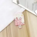 Glitter ice cream hair clip detail shot, featuring sparkling pink powder and cute rhinestones. - Ice Cream Craft Material (Without Clip)