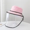 Pink bucket hat with clear face shield and anti splash design protective fisherman hat for outdoor - One Size (Head Circumference 54-58cm) / Double-Sided Pink and Black with Mask