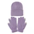Paarse gebreide muts en touchscreen handschoenen set voor volwassenen, warme winterkleding. - Eén maat / Lichtpaars