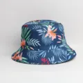 Chapeau bob imprimé feuilles tropicales d'été, chapeau de soleil décontracté unisexe pour voyages. - Taille unique / Couleur 1