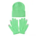 Fluorescerend groene gebreide muts en touchscreen handschoenen set voor winter. - Eén maat / Fluorescerend Groen
