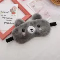 Cute cartoon bear sleep mask plush shading breathable teddy bear eye mask for sleeping - Gray Bear Eye Mask (Without Ice Bag)
