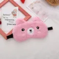 Cute cartoon bear plush sleep mask, soft teddy velvet eye shade for comfortable sleeping. - Pink Bear Eye Mask (Without Ice Bag)