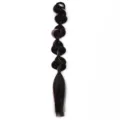 Extension de cheveux tressés synthétiques avec mèches roses, queue de cheval tendance. - 1 Pièce / Tresse Bulle Noire Mèche Rose