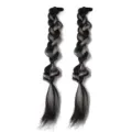 Vue détaillée en gros plan des extensions de cheveux tressées ombrées noir et gris. - Pièces Par Paquet / Tresse Bulle Noire Mèche Gris Thé Blanc