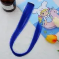 Extension de cheveux bleue a clip une piece raide mèche coloree pour coiffure femme - Bleu Saphir