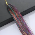 Extensions de tinsel de cheveux metalliques laser pailletees pour coiffage de fete mode. - Multicolore