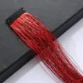 Red hair tinsel clip sparkling metallic hair extensions colorful sparkly strands for styling - China Red